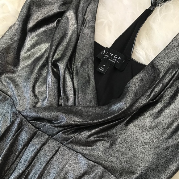 LAUNDRY BY SHELLI SEGAL Metallic Pleated Faux Wrap - Picture 5 of 8